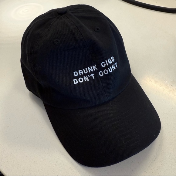 Drunk Cigs Don’t Count Black Baseball Cap - Picture 1 of 3